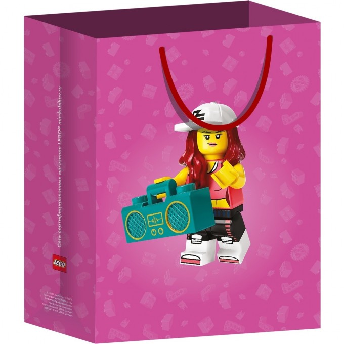 Пакет подарочный LEGO «ДЕВОЧКА С МАГНИТОФОНОМ» 30*40, розовый (средний) BagM_boombox_girl 3190761